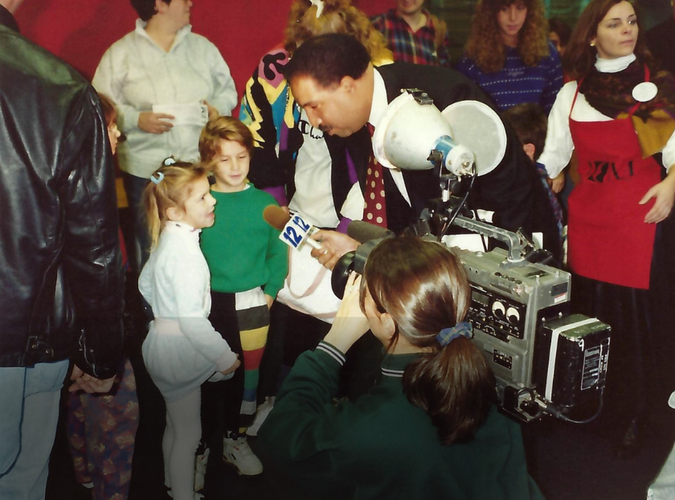 Photo of Ken Grimball of News 12 on LICM's opening day.