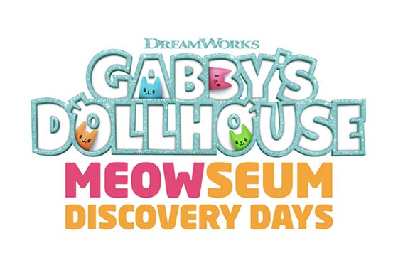 Logo for Dreamworks Gabby's Dollhouse Meowseum Discovery Days. 