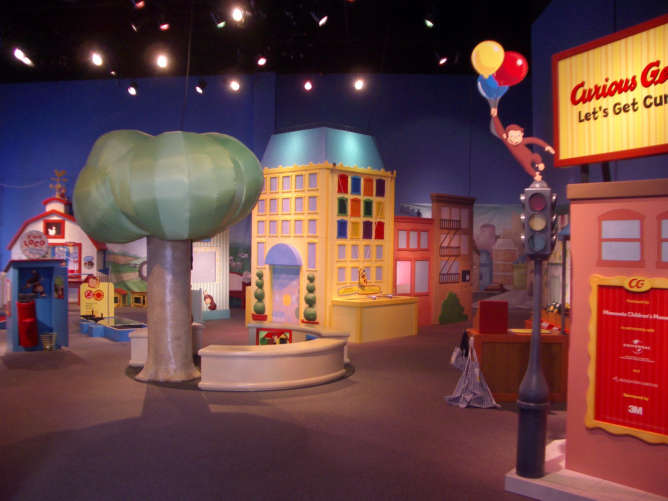 Curious George exhibit - apartment building town