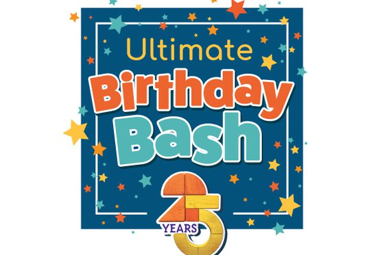"Ultimate birthday bash" with 25th birthday logo. 