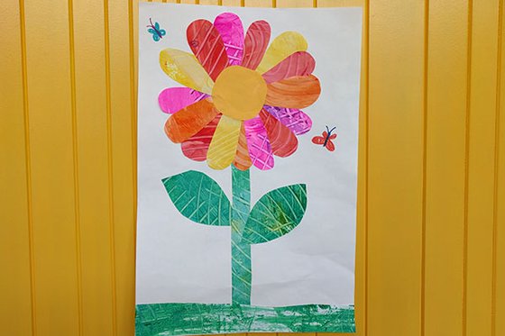 A painting of a large flower. 