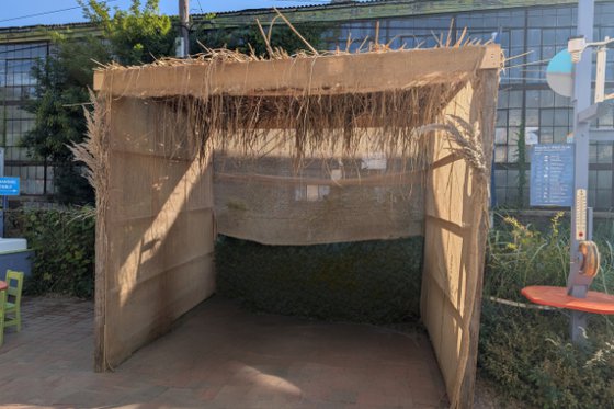 Sukkah for visitors located in LICM Our Backyard exhibit. 