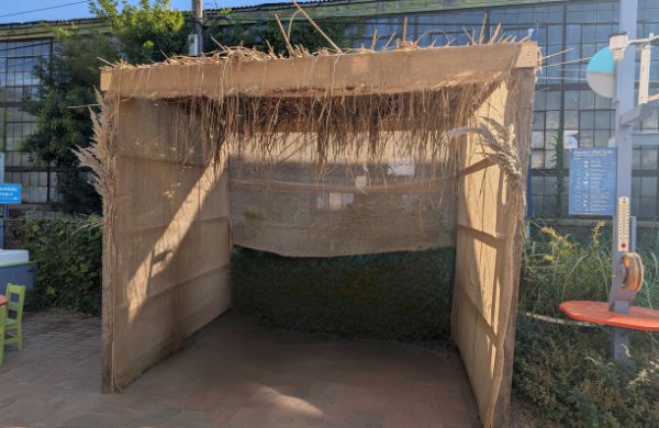 Sukkah for visitors located in LICM Our Backyard exhibit. 