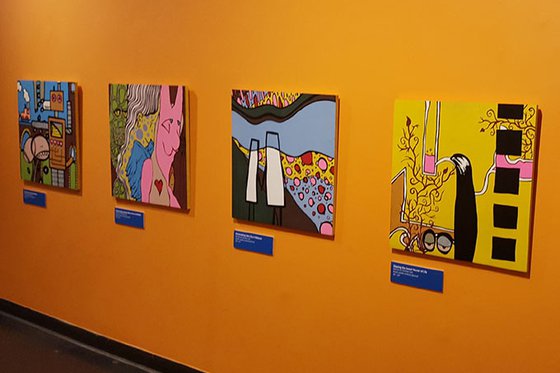 Art displayed in gallery at LICM. 