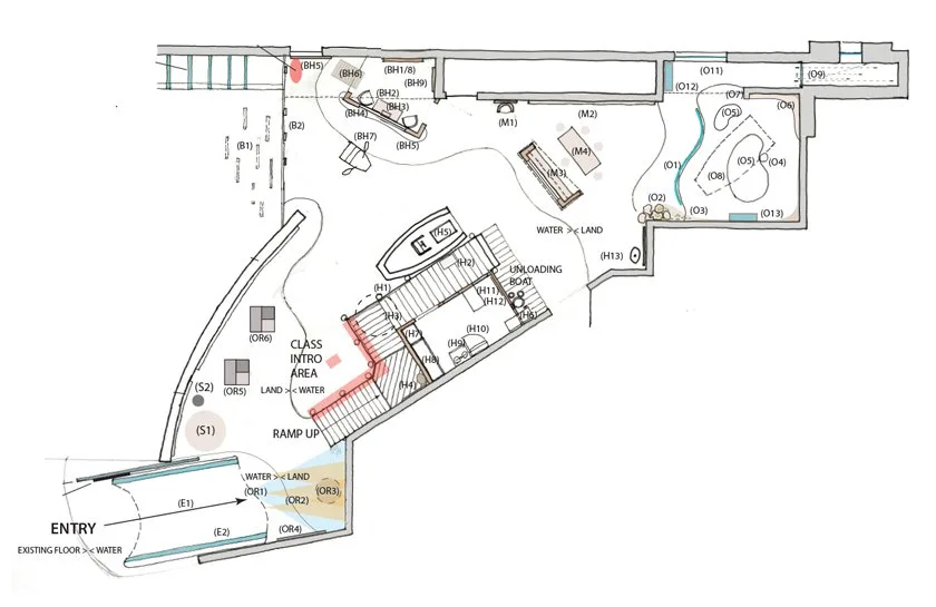 LICM exhibit staff developed a working floor plan.