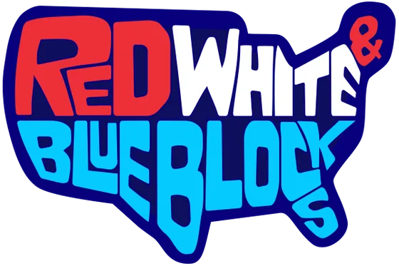 Red, White and Blue Blocks exhibit logo.