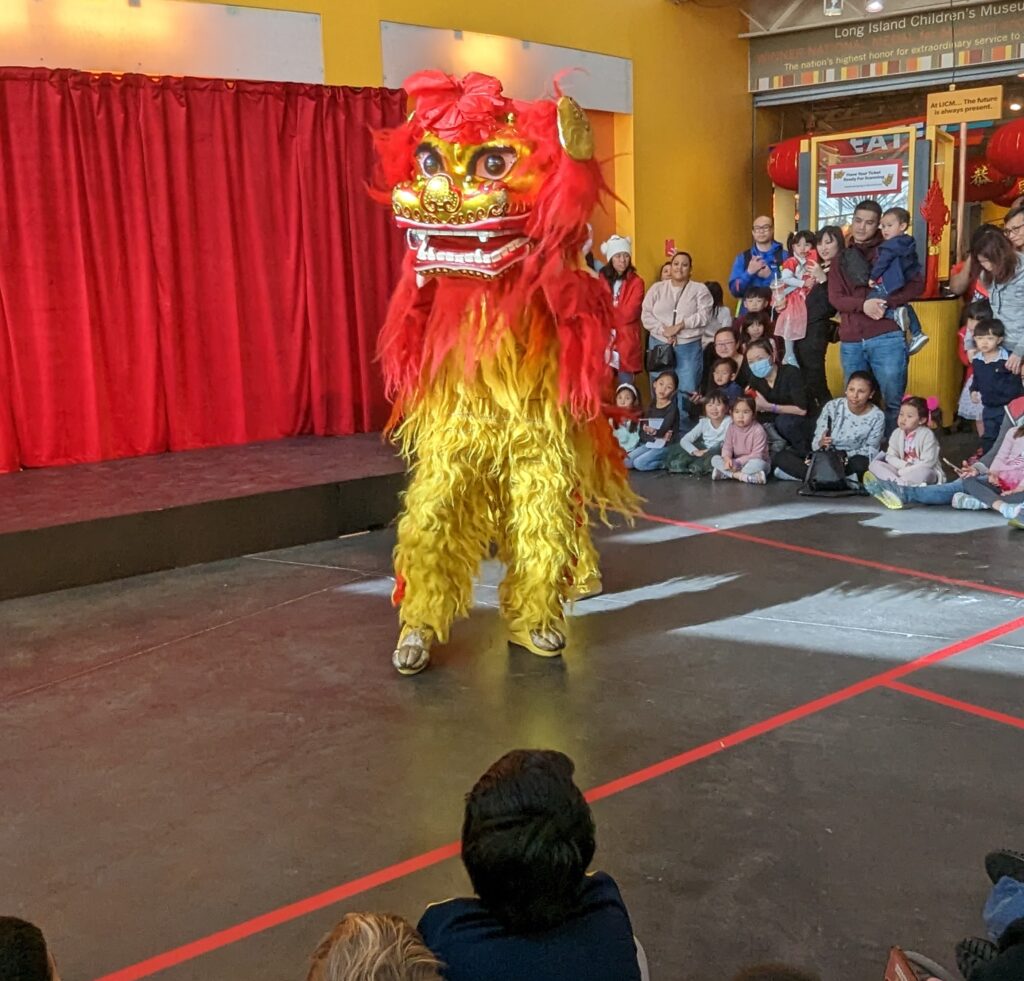 Lion Dancer performs in LICM Outer Lobby