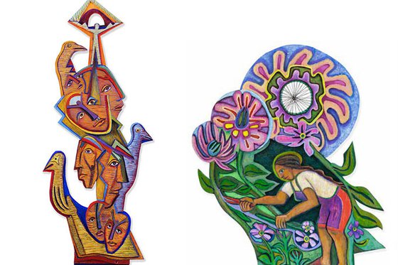 Two pieces of artwork by Betty LaDuke.